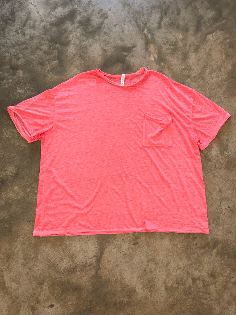 Zenana Coral Oversized Pocket Tee Slub Knit Short Sleeve Top Medium Lightweight